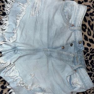 light washed jean shorts